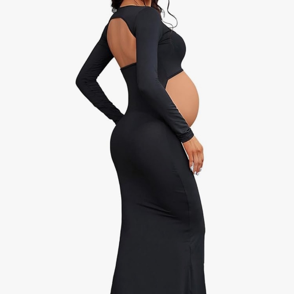 EUC Bhome Maternity Photoshoot Dress Long Sleeve Sexy  Backless Maternity Gown.